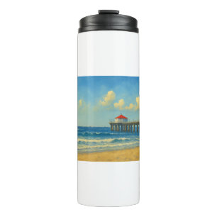 Manhattan Beach Pier mit rotem Dach Thermosbecher