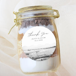 Manhattan Beach Wedding Favor Foto Vielen Dank Runder Aufkleber