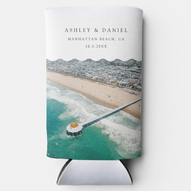 Manhattan Beach Wedding Favor Selters Dosenkühler (Vorderseite)