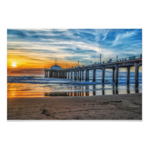 Manhattan- Beachpier am Sonnenuntergang-Foto-Druck Fotodruck