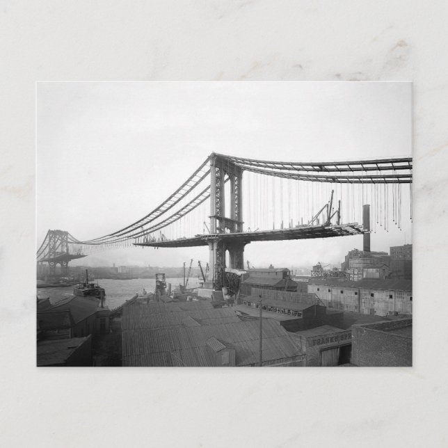Manhattan Bridge Construction, 1909 Postkarte (Vorderseite)