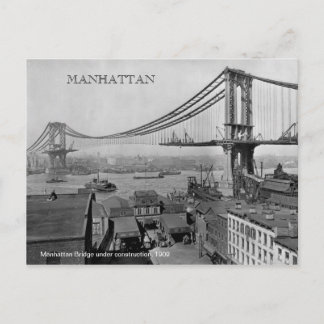 Manhattan Bridge im Bau 1909 Foto Postkarte