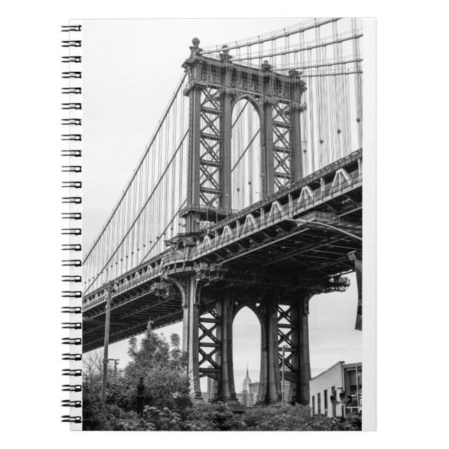 Manhattan Bridge in Black & White Notizblock (Vorderseite)