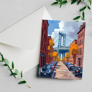 Manhattan Bridge NYC Aquarell-Grußkarte