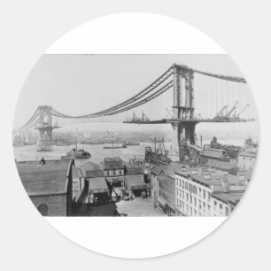 Manhattan Bridge Originaldruck Bau 1909 Runder Aufkleber