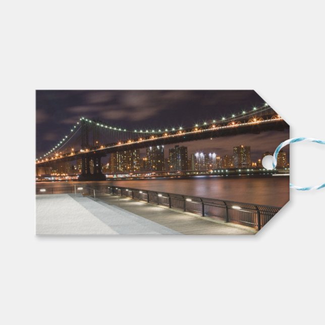 Manhattan Bridge und NYC Skyline Geschenkanhänger (Vorderseite (Horizontal))