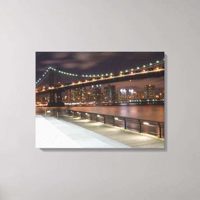 Manhattan Bridge und NYC Skyline Leinwanddruck (Vorderseite)