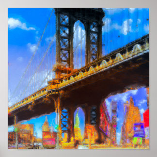 Manhattan-Brücke Collage Poster