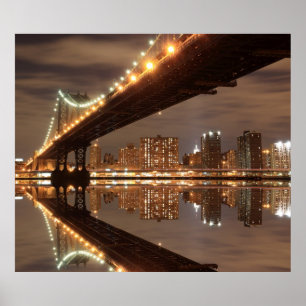 Manhattan-Brücke nachts, New York City Poster