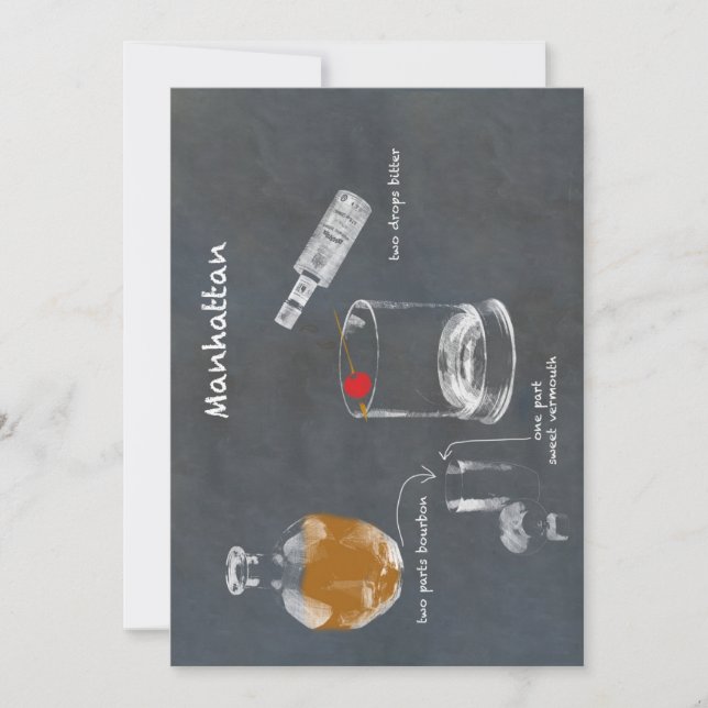 Manhattan Cocktail Einladung (Vorderseite)