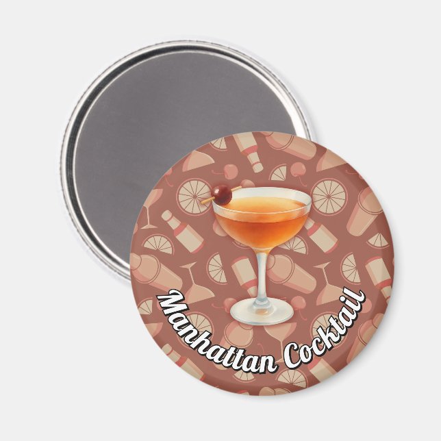 Manhattan Cocktail Magnet (Vorderseite/Rückseite)