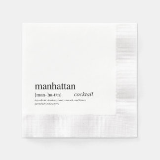 Manhattan Cocktail Modern Black Typografy Serviette