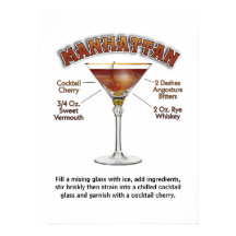 Manhattan Cocktail Rezept Art 18"x24" Druck Poster