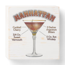 Manhattan Cocktail Rezept Art 6"x6" 