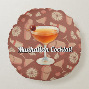 Manhattan Cocktail Rundes Kissen