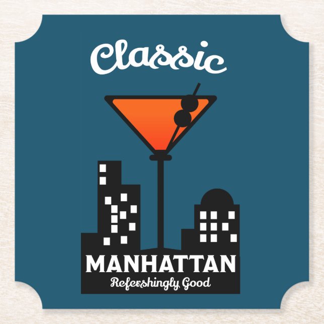 Manhattan Cocktail Wall Art Untersetzer (Vorderseite)