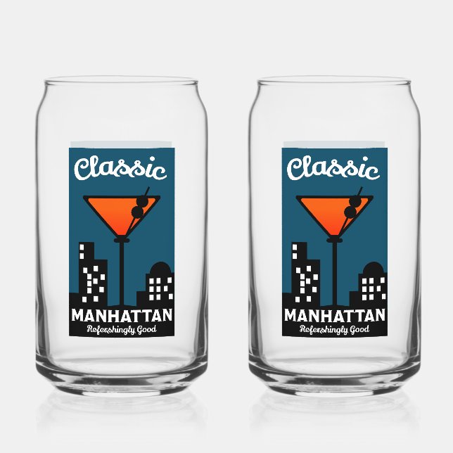 Manhattan Cocktail-Wandkunst Dosenglas (Vorderseite)