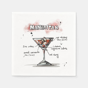 Manhattan Drink Rezept Cocktail Napkin Serviette