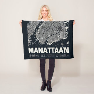 Manhattan Map Illustration Fleecedecke