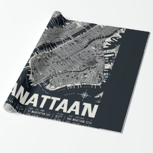 Manhattan Map Illustration Geschenkpapier