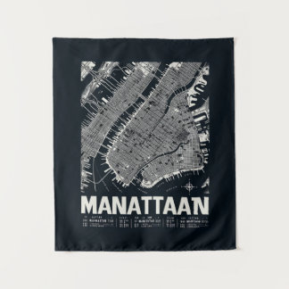 Manhattan Map Illustration Wandteppich