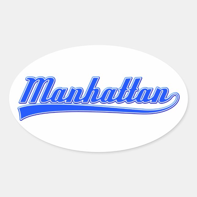 Manhattan mit Swash Ovaler Aufkleber (Vorderseite)