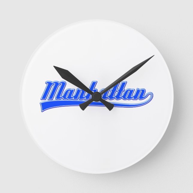 Manhattan mit Swash Runde Wanduhr (Vorderseite)