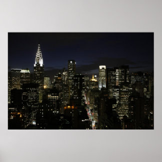 Manhattan Nachtpanorama Poster