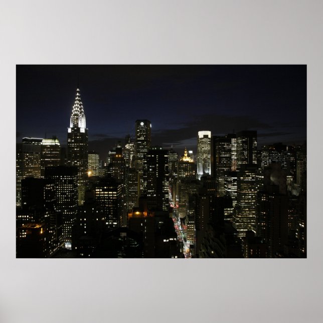 Manhattan Nachtpanorama Poster (Vorne)