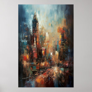 Manhattan New York City Abstrakte Ölgemälde Poster