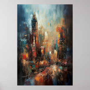 Manhattan New York City Abstrakte Ölgemälde Poster