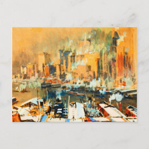 Manhattan New York City Hafen Vintage Skyline Feiertagspostkarte