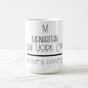 Manhattan New York City koordiniert Kaffeetasse