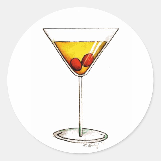 Manhattan New York City NYC Mixed Drink Cocktail Runder Aufkleber (Vorderseite)