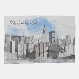 Manhattan New York City Skyline Serviette de cuisi