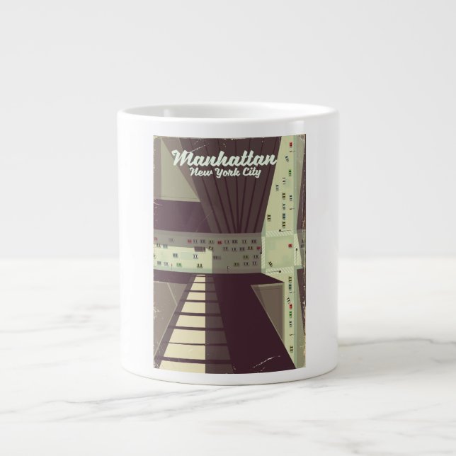 Manhattan New York City Travel Poster. Jumbo-Tasse (Vorderseite)