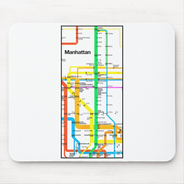Manhattan New York Nyc Subway Map Retro Rail Trans Mousepad (Vorne)