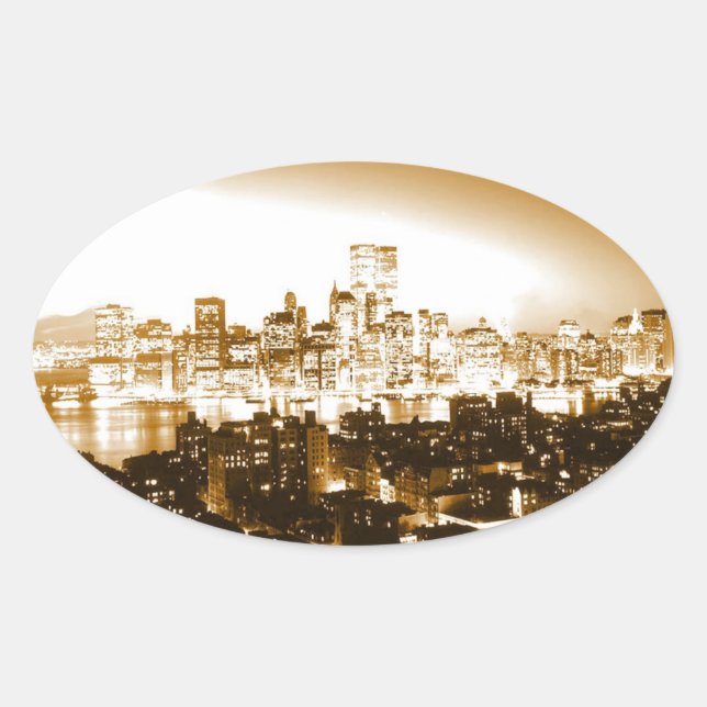 Manhattan New York Oval Sticker (Vorderseite)