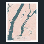 Manhattan New York Pink und Blue Niedlich Script S Poster<br><div class="desc">Manhattan New York Pink und Blue Niedlich Script Street Map</div>