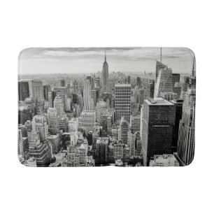 Manhattan, New York (Schwarz-Weiß-Panorama) Badematte