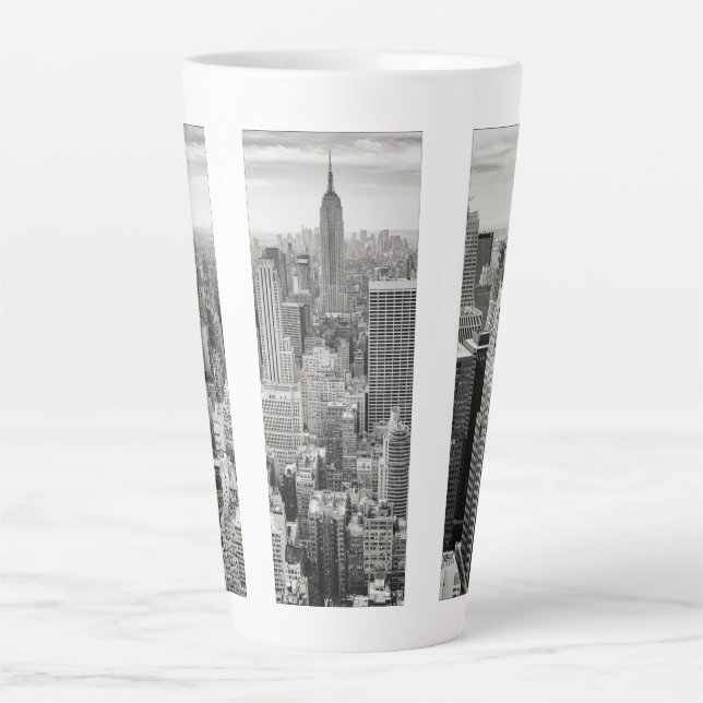 Manhattan, New York (Schwarz-Weiß-Panorama) Milchtasse (Vorderseite)