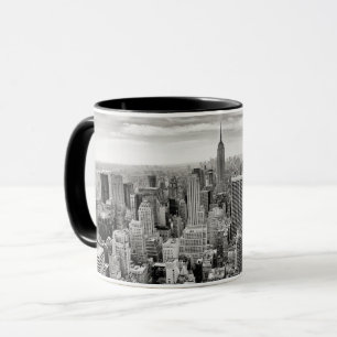 Manhattan, New York (Schwarz-Weiß-Panorama) Tasse