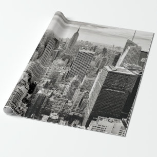 Manhattan, New York (schwarzes u. weißes Panorama) Geschenkpapier