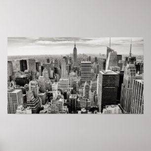 Manhattan, New York (schwarzes u. weißes Panorama) Poster