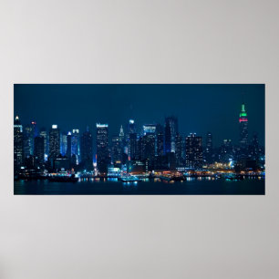Manhattan Night Panorama Poster