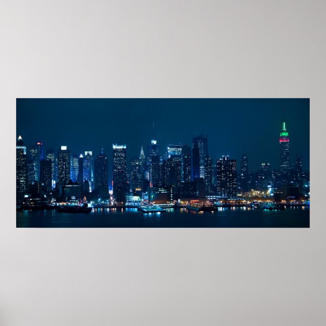 Manhattan Night Panorama Poster (Vorne)