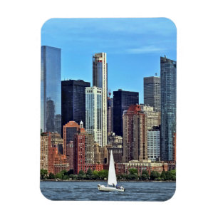 Manhattan NY - Sailboat By Manhattan Skyline Magnet