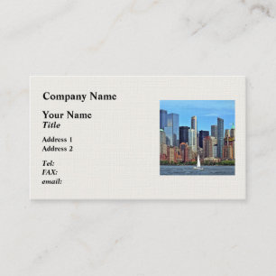 Manhattan NY - Sailboat By Manhattan Skyline Visitenkarte