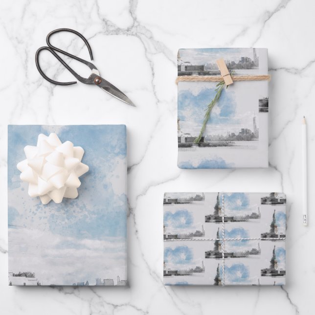 Manhattan Nyc Liberty Statue Geschenkpapier Set (Vorderseite)