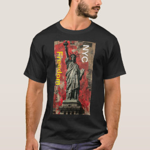 Manhattan Nyc Liberty Statue Mens Modern T - Shirt